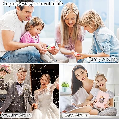 Vista 49 de Álbum de fotos de 100 x 6 pulgadas, 100 álbumes de fotos pequeñas, cubierta de cuero de primera calidad, página interior blanca, álbumes de fotos