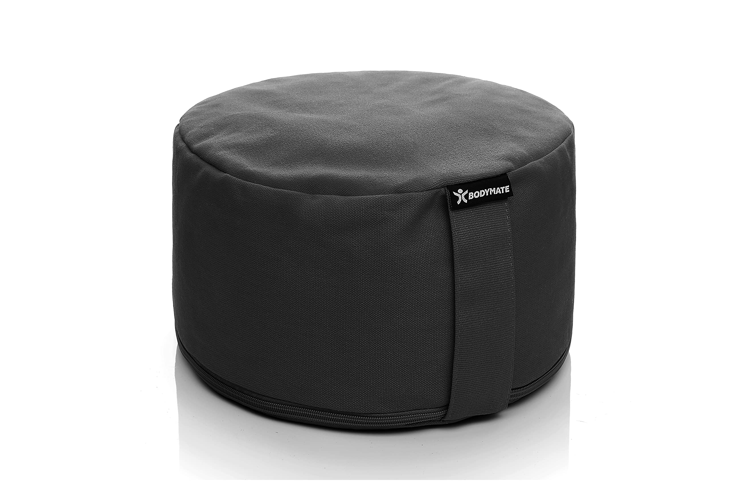 BODYMATE Yogakissen rund 31cm Durchmesser 16cm hoch mit Buchweizen-Spelz Füllung – Maschinenwaschbarer Bezug aus 100% extra Dicker Baumwolle – Meditationskissen – Sitzkissen