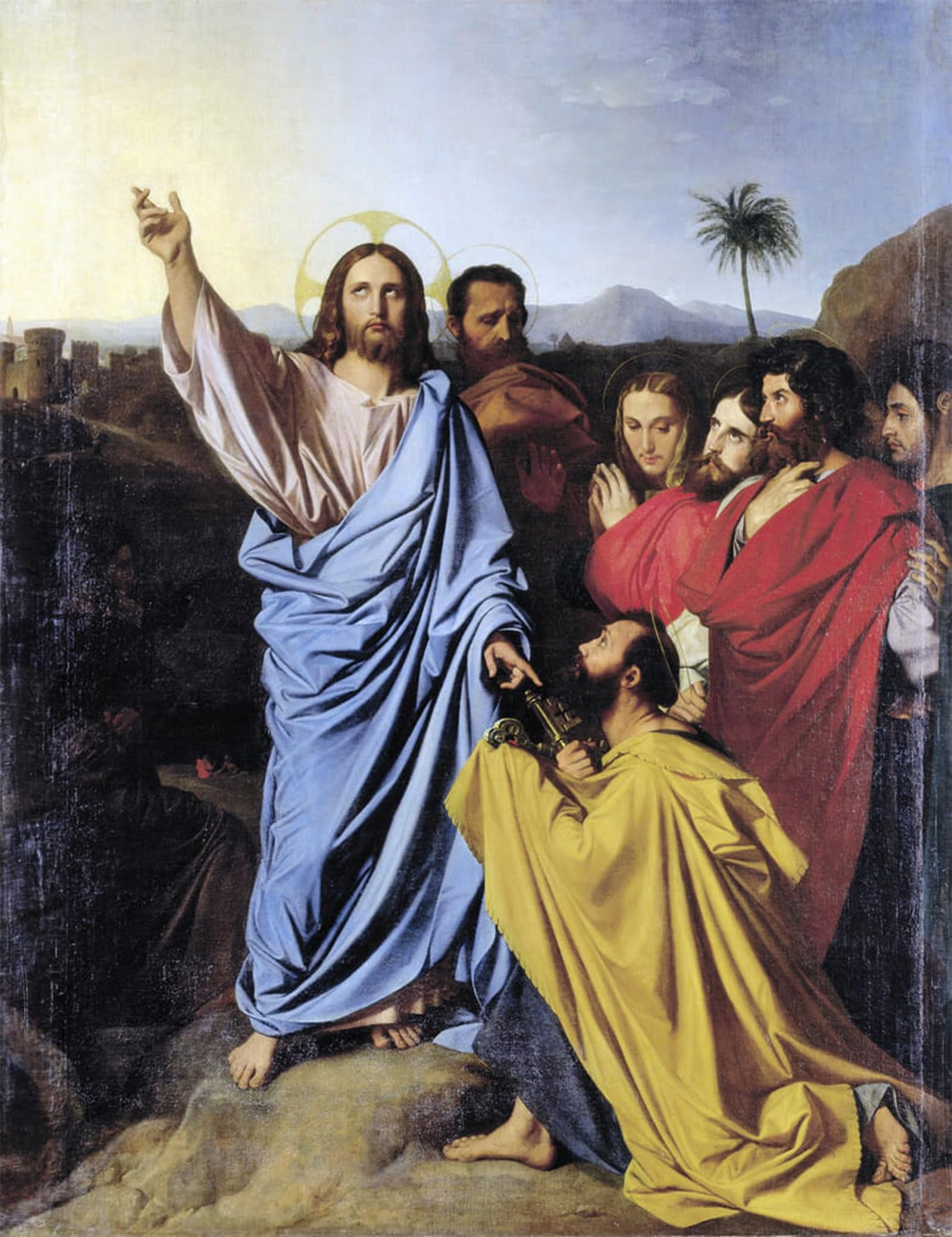 POSTERIIk Vintage Print Pop Art Landscape Artwork Delivery of the Keys to St Peter by Jean Auguste Ingres Art Prints for Office Home Decor 60x90cm