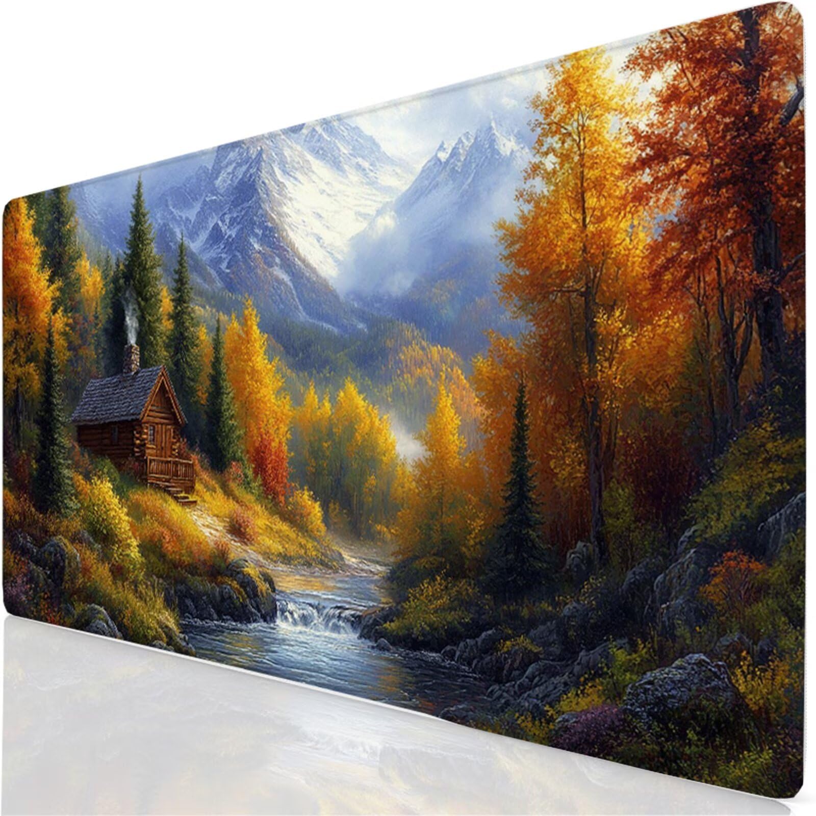 Podkładka pod mysz do gier Śnieżna góra Podkładka pod mysz XXL 1500 x 800 x 3 mm, podkładka pod mysz fabryczną do klawiatury i biura, z przeszytymi krawędziami i antypoślizgowym tyłem pod ręką biurko