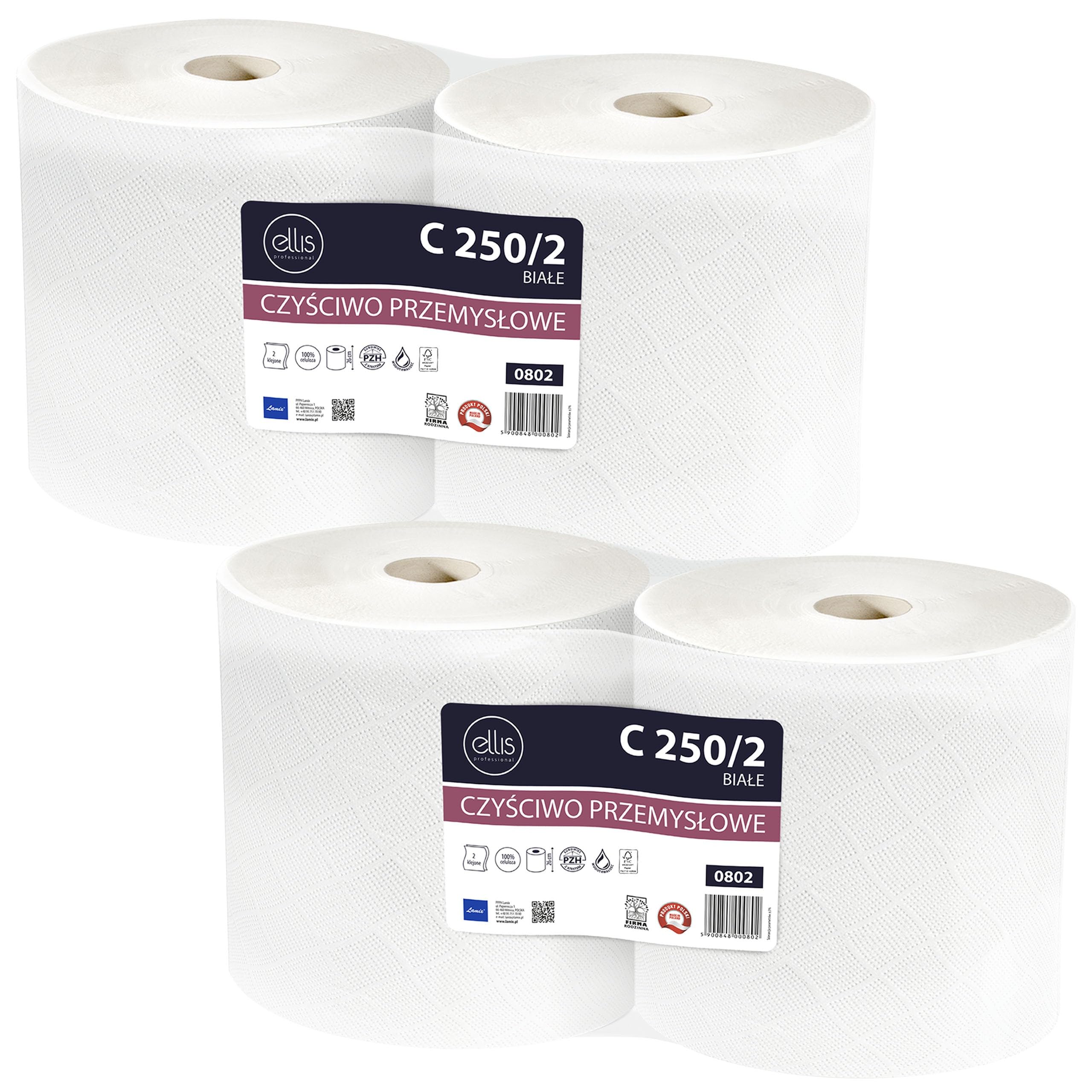 ELLIS Ecoline Wytrzymałe, dwuwarstwowe czyściwo celulozowe, ręcznik papierowy 4 rolki
