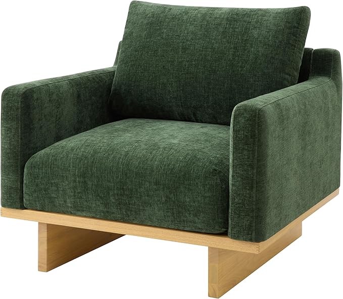 Sillón Moderno Acolchado Verde - Estructura Madera miniatura 6