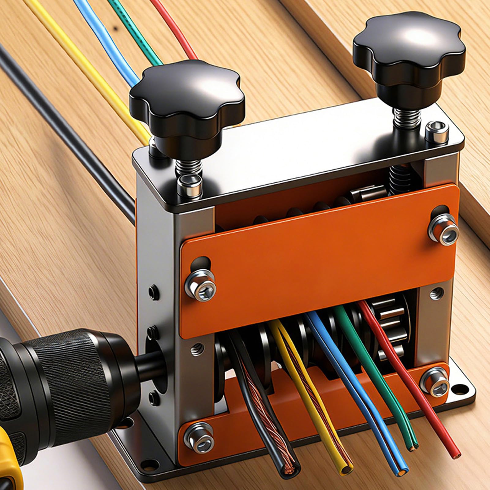 Naroote Máquina Pelacables Manual, Pelacables con Manivela o Accionado por Taladro con 6 Canales de Entrada, Cubierta Acrílica, Herramientas de Corte para Cables de 1-17 mm