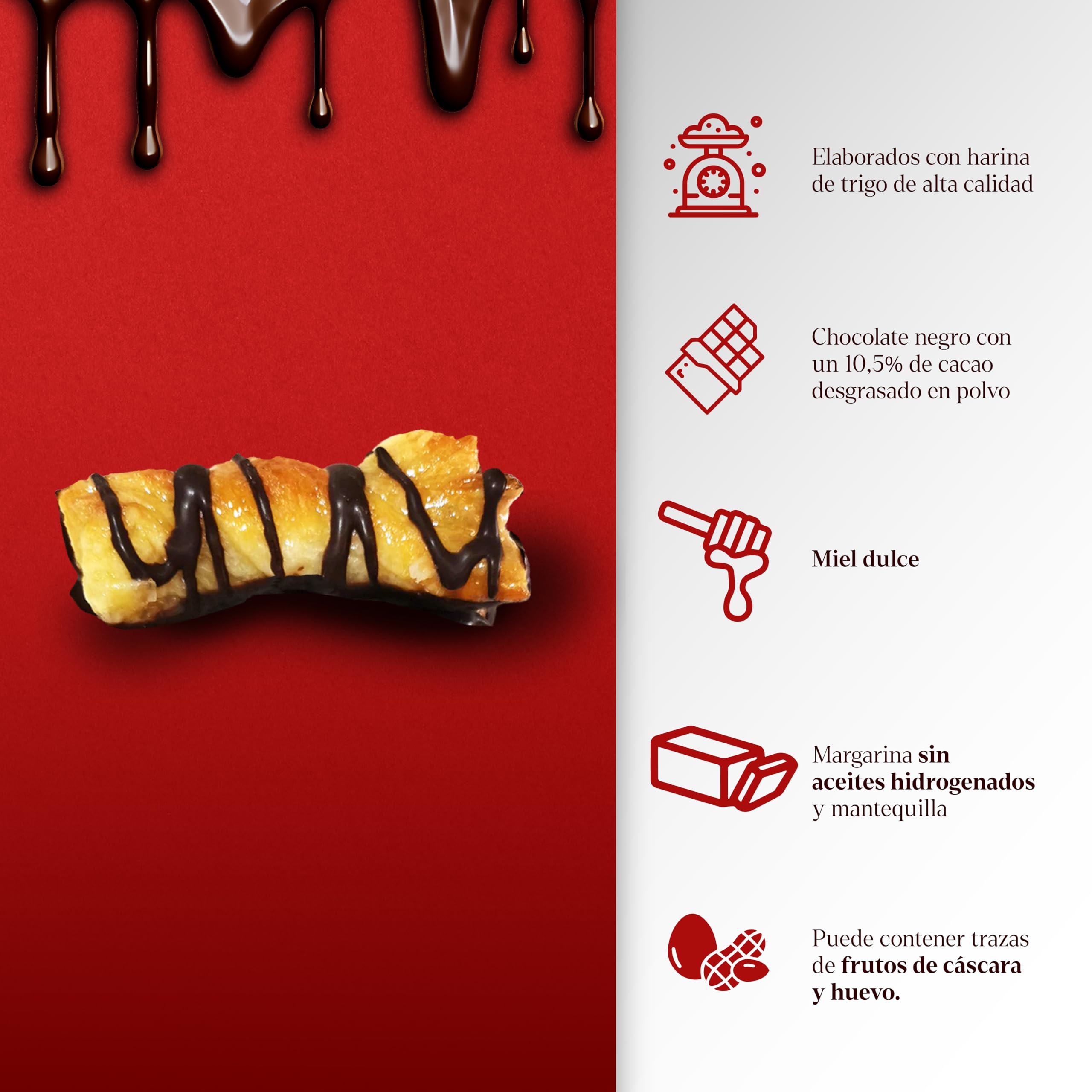LAPASION - Lazos hojaldre rayado con chocolate | Masa | Hojaldre | Chocolate | Individuales | Bollería y Dulces 2.5 Kg