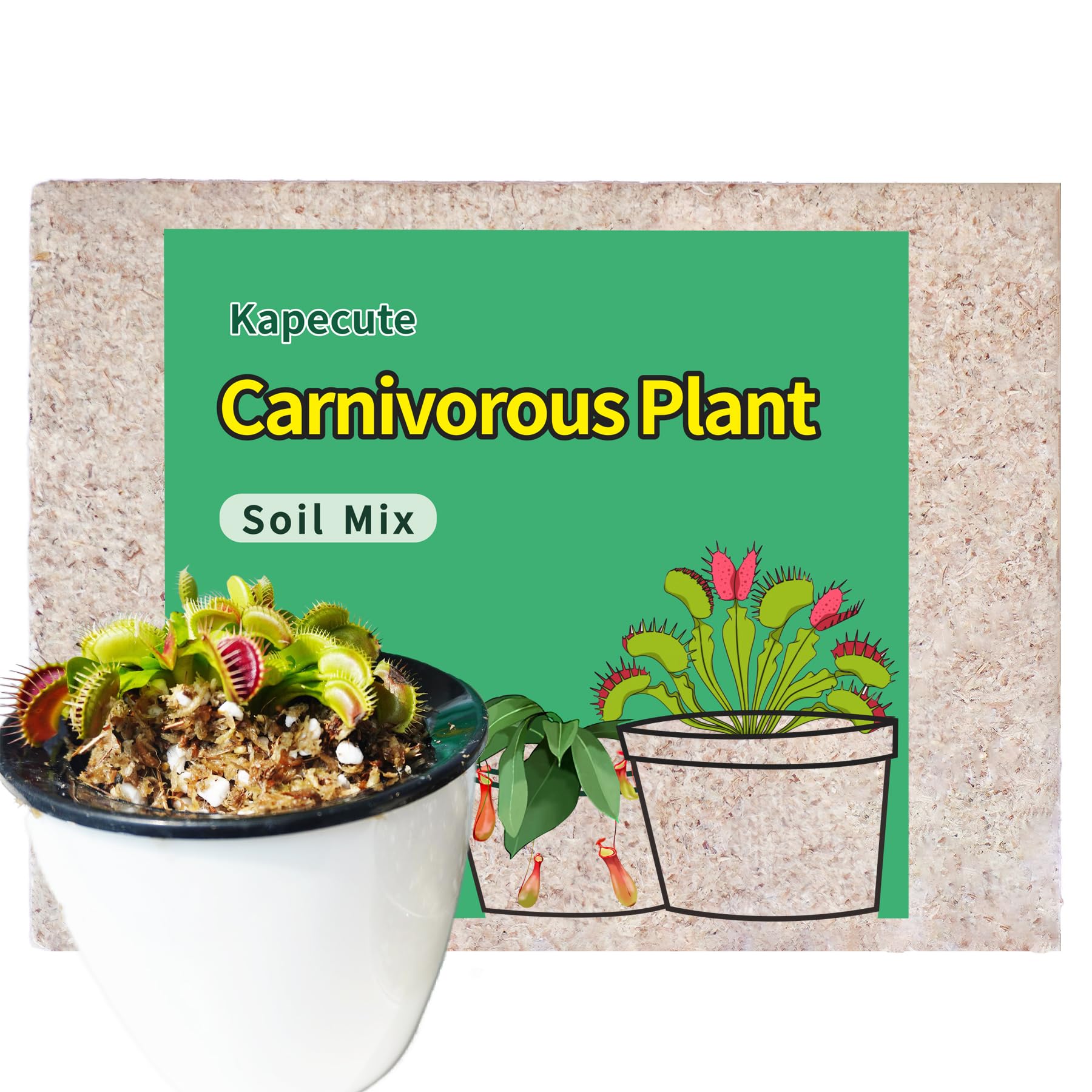 Carnivorous Plant Soil Mix 8 Qts, Include Perlite and Sphagnum Moss Debris, Great Potting Soil for Venus Fly Traps, Pitcher Plants, Sundews