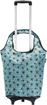 Eco Chic Lightweight Collapsible Shopping Trolley with Detachable Grocery Tote Bag (Bumble Bee Blue)