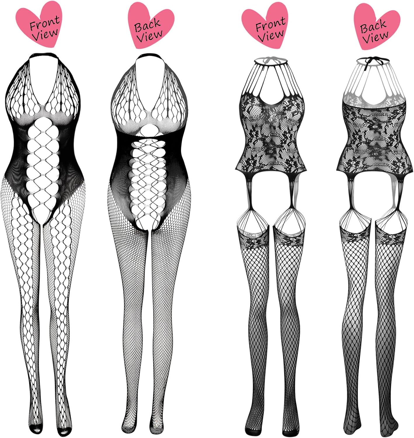 JDiction Women’s Lingerie BabyDoll Fishnet Bodysuit Sexy Nightwear(12 Pack)