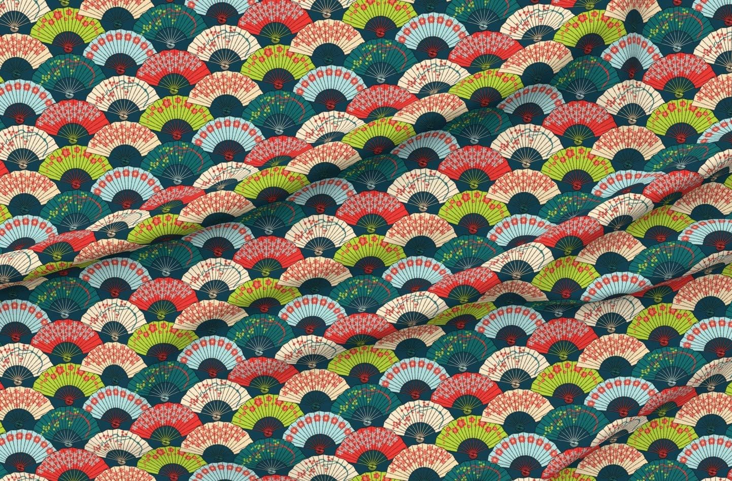 Spoonflower Fabric - Japanese Bright Origami Costume Cherry Blossom Asian Printed on Petal Signature Cotton Fabric by The Yard - Sewing Quilting Apparel Crafts Decor