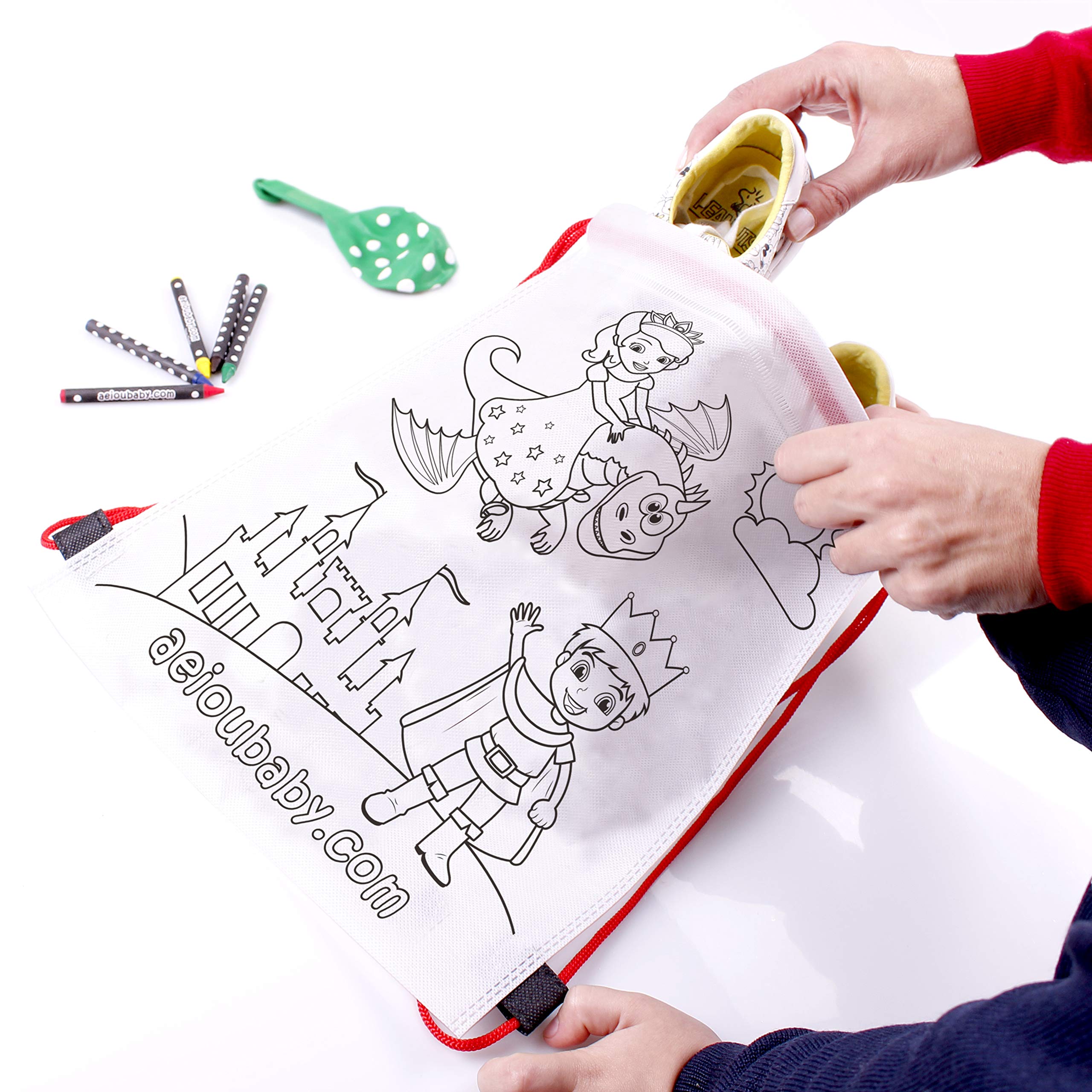 Sacs à Dos à Colorier 25 Pièces avec Crayons de Couleur et Ballon | Cadeau Enfants Fêtes Anniversaire