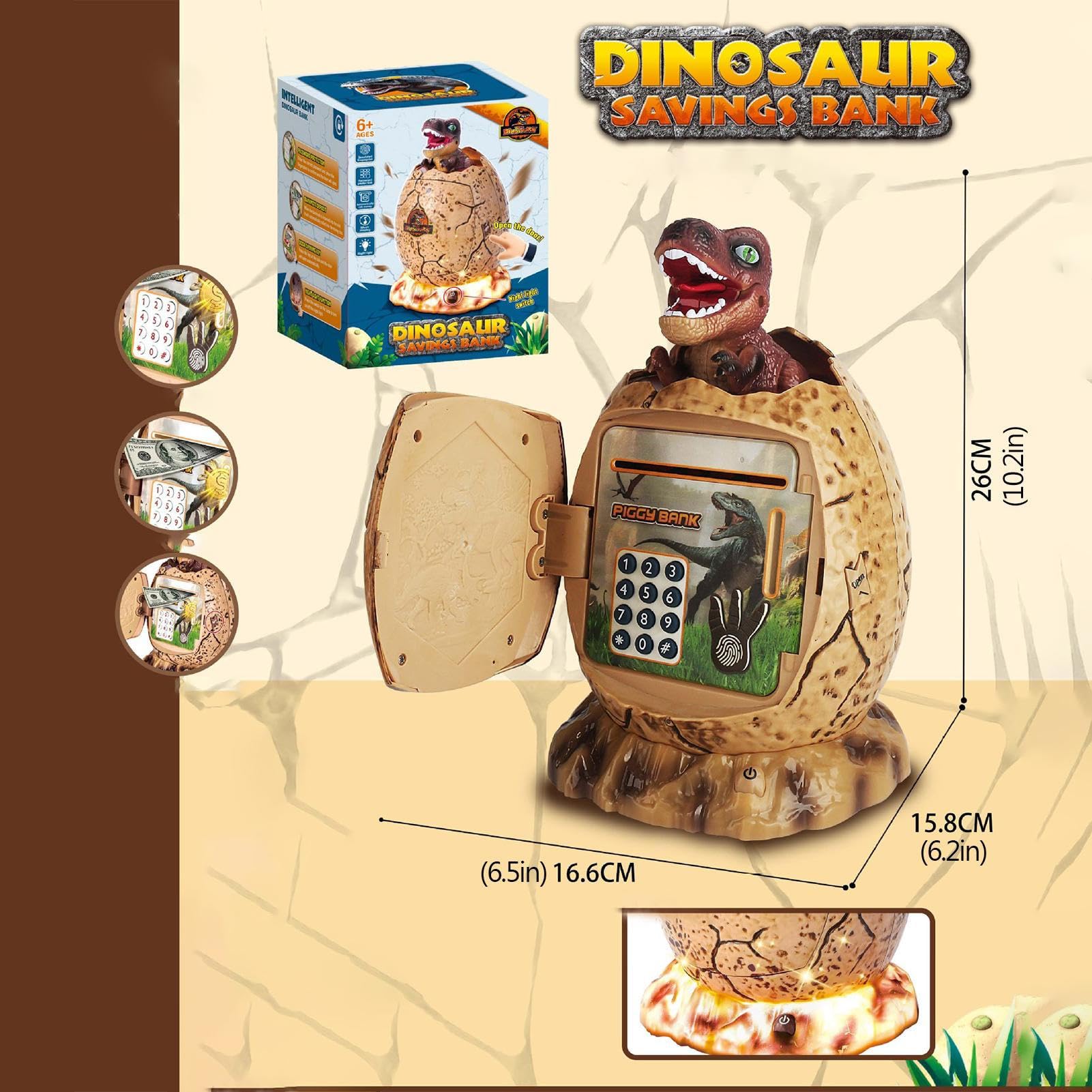 Amazon.co.jp: 恐竜の貯金箱 - コードロック指紋パスワード電子