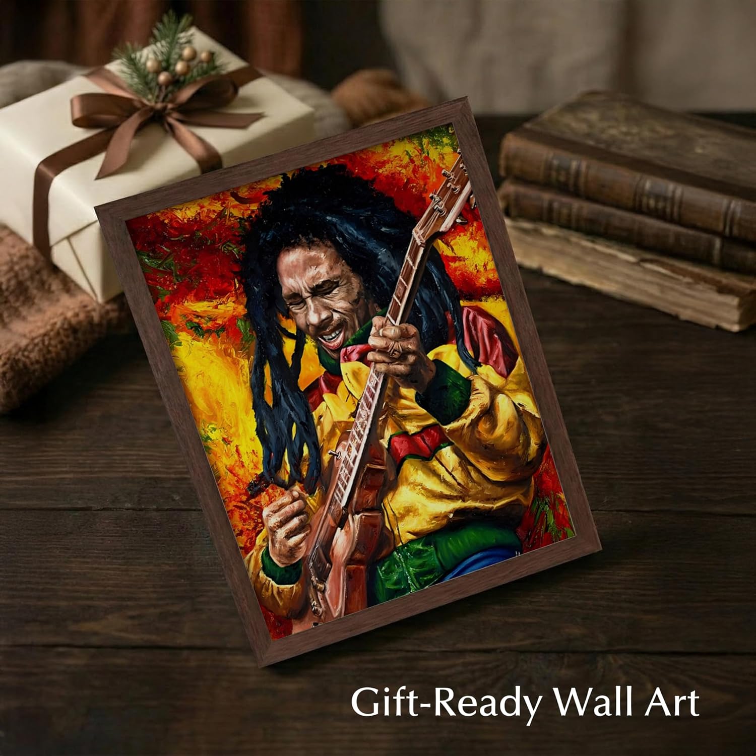 Vibrant Reggae Music Poster for Room, Office, Studio, Man Cave, and Home Decor - Wall Art Poster - Gift for Music Lovers, Fans (Brown Framed, 8 x 10 inches)