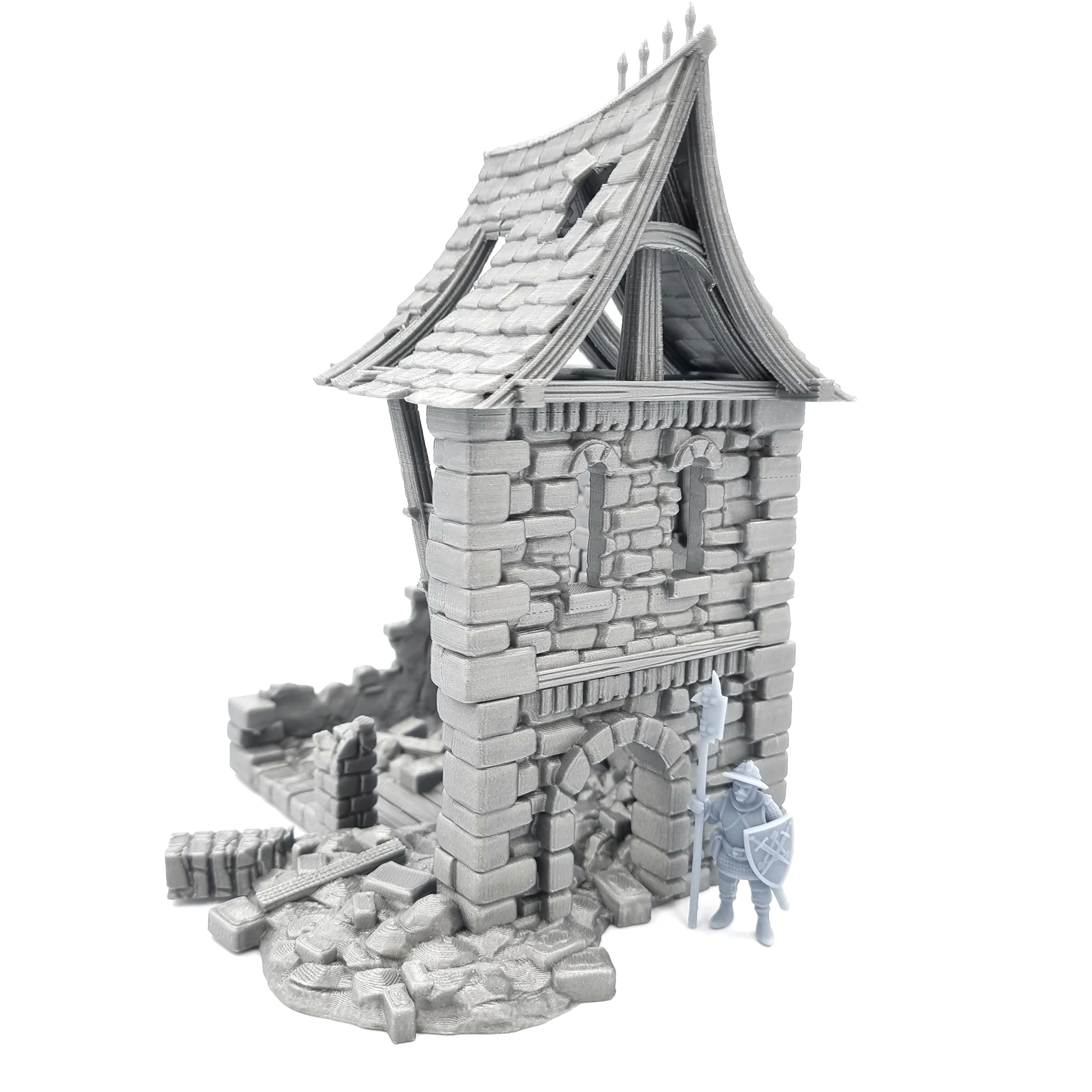QP3D – Bâtiment médiéval en ruine de bataille – Paysage de terrain de maison fantastique pour table et RPG 28–32 mm Miniatures Wargame Props DND D&D, impression 3D et peinture