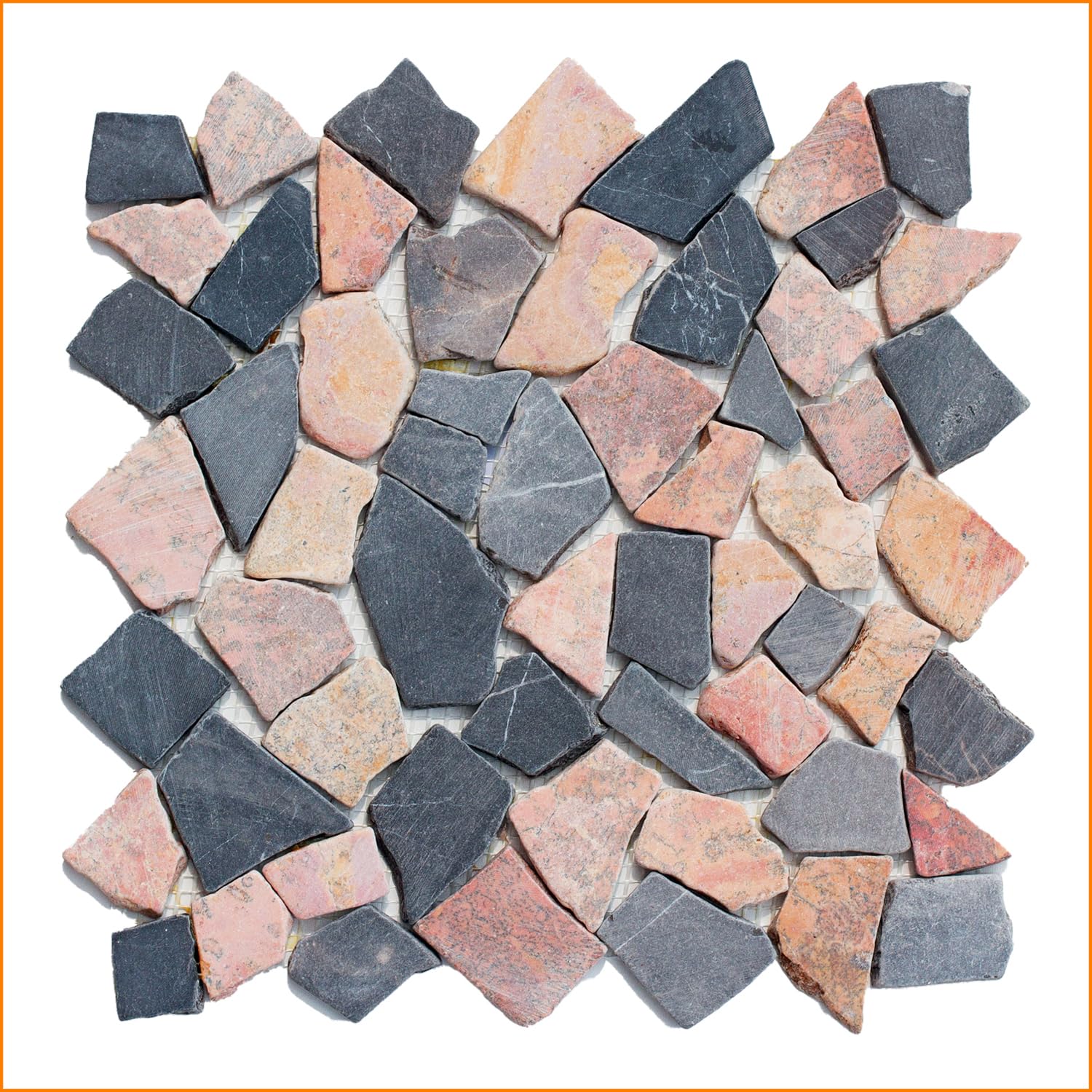 M-007 Marmor Mosaikfliesen Naturstein Mosaik Bruchsteinmosaik Natursteinmosaik Bodenfliesen - Fliesen Lager Verkauf Stein-Mosaik Herne NRW