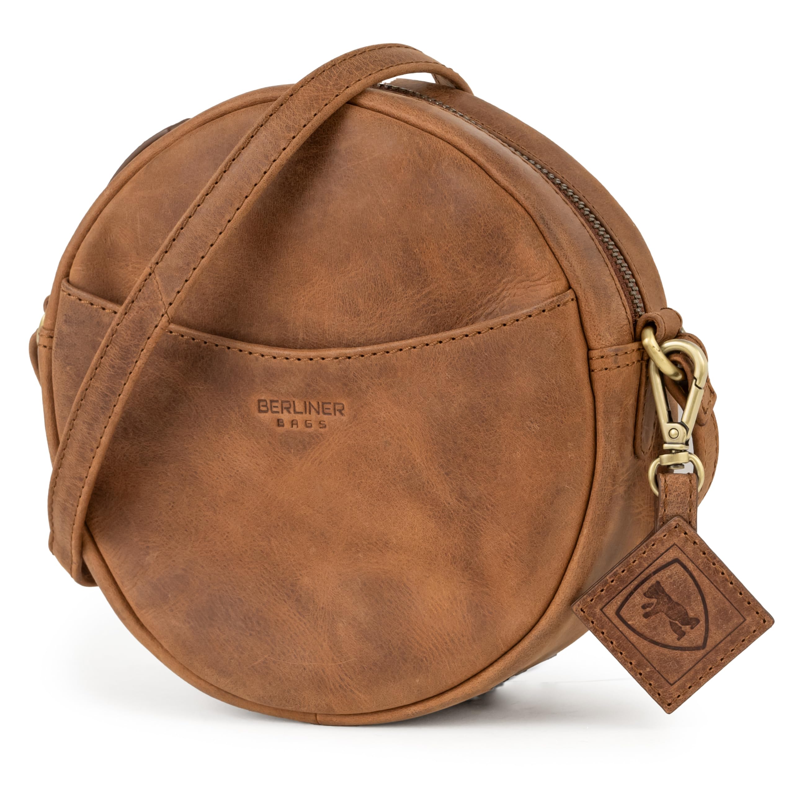 Berliner Bags Moon Bolso Bandolera Redondo Mujer Piel Auténtica Pequeño