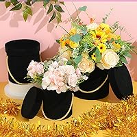 Vista 4 de Uiifan 6 Pcs Velvet Round Flower Box with Lids Velvet Nesting Gifts Box with Handle for Valentine's Day Wedding Holiday Luxury Flower Gift Negro