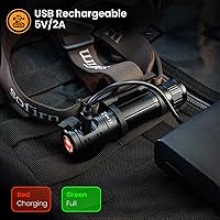 Vista 3 de sofirn Linterna frontal recargable HS40 de 2000 lúmenes, linterna de cabeza súper brillante con LED SST40 de 6500 K, resistencia al agua IPX8, tapa