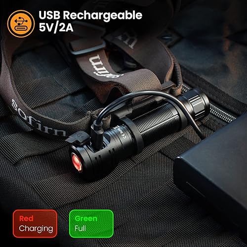 Miniatura 3 de sofirn Linterna frontal recargable HS40 de 2000 lúmenes, linterna de cabeza súper brillante con LED SST40 de 6500 K, resistencia al agua IPX8, tapa