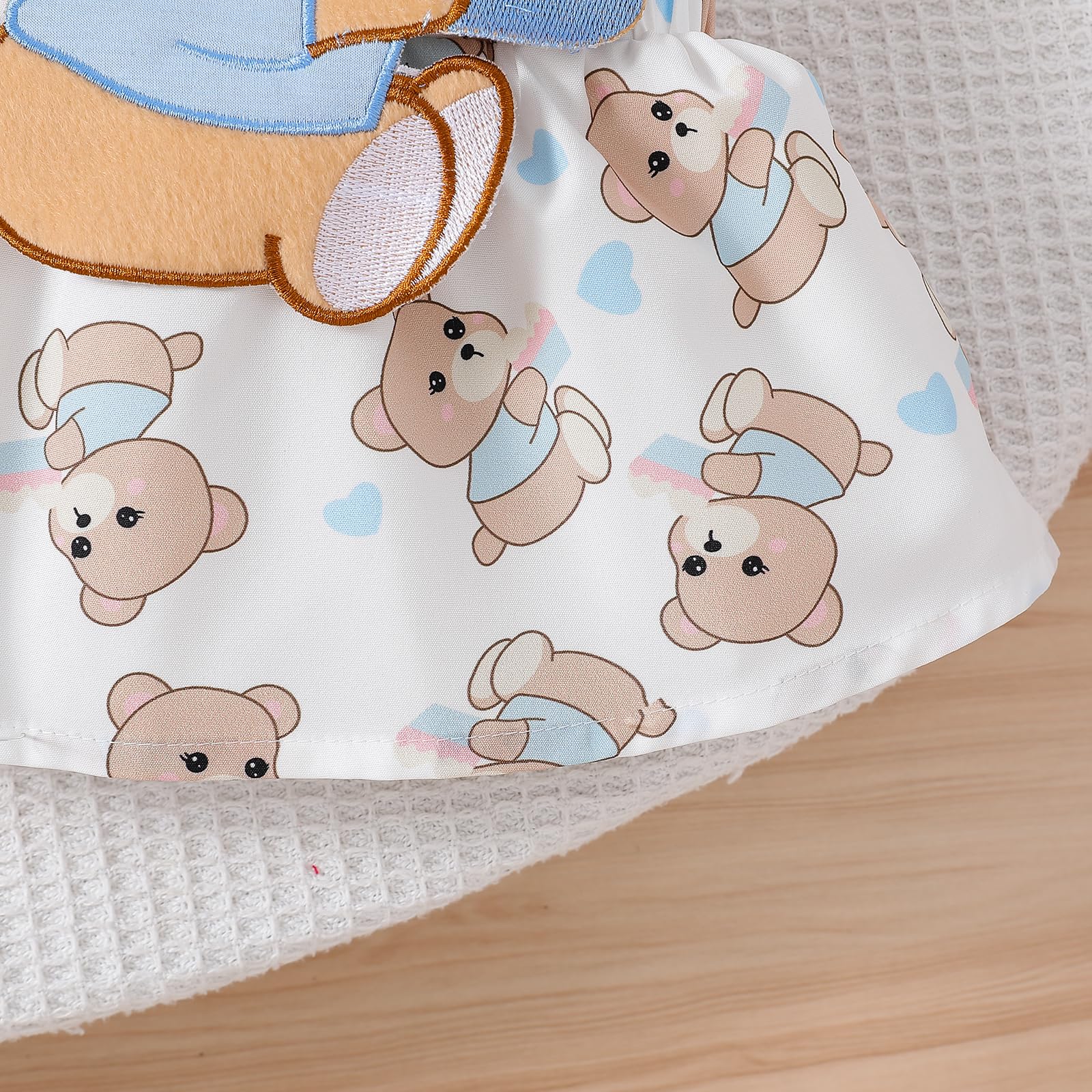Conjunto de mameluco de manga corta acanalada con falda con tirantes y babero y diadema, 3 piezas — view 6