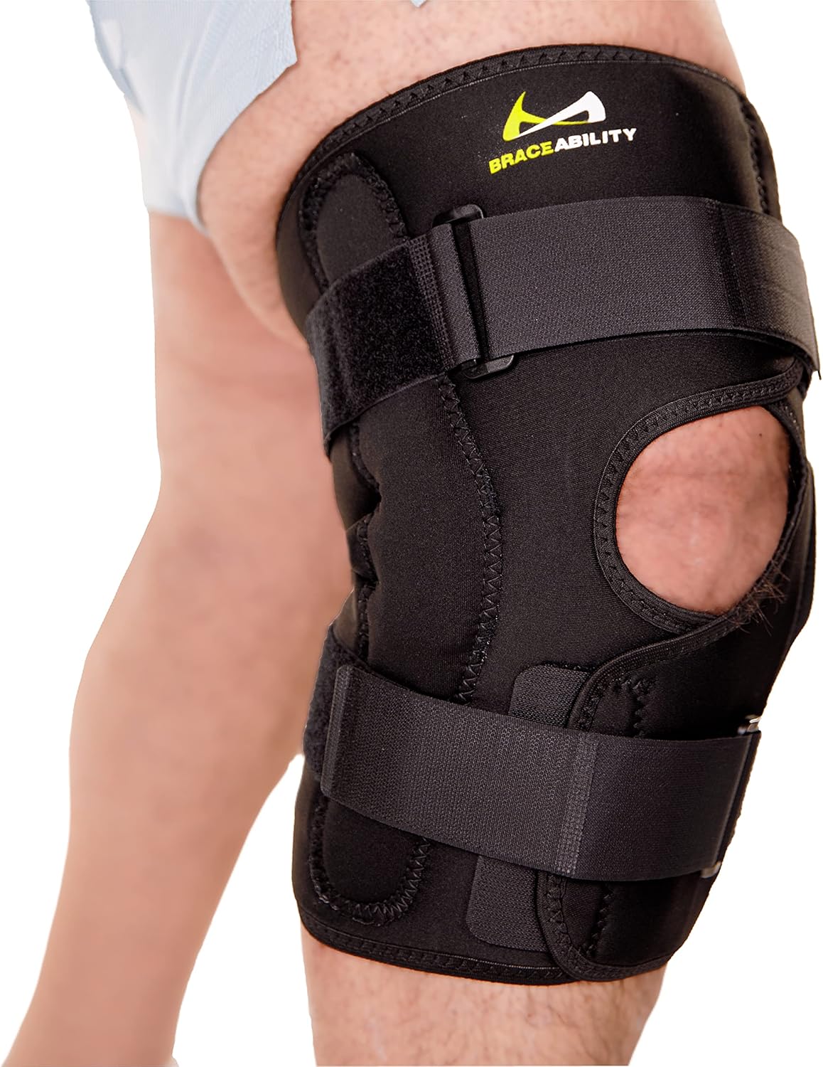 BraceAbility Obesity Hinged Knee Brace - Overweight to Plus Size Wrap Around Support for Womens and Mens Arthritis Treatment, Bariatric Joint Pain Relief, Kneecap Instability, Ligament Weakness (4XL)