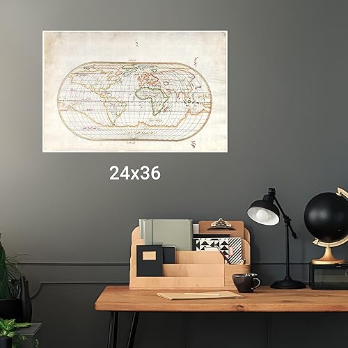 Miniatura 4 de History Prints Piri Reis Oval World Map, Imperio Otomano siglo XVI Reproducción de archivos finos  Impresión solamente  24 x 36 pulgadas