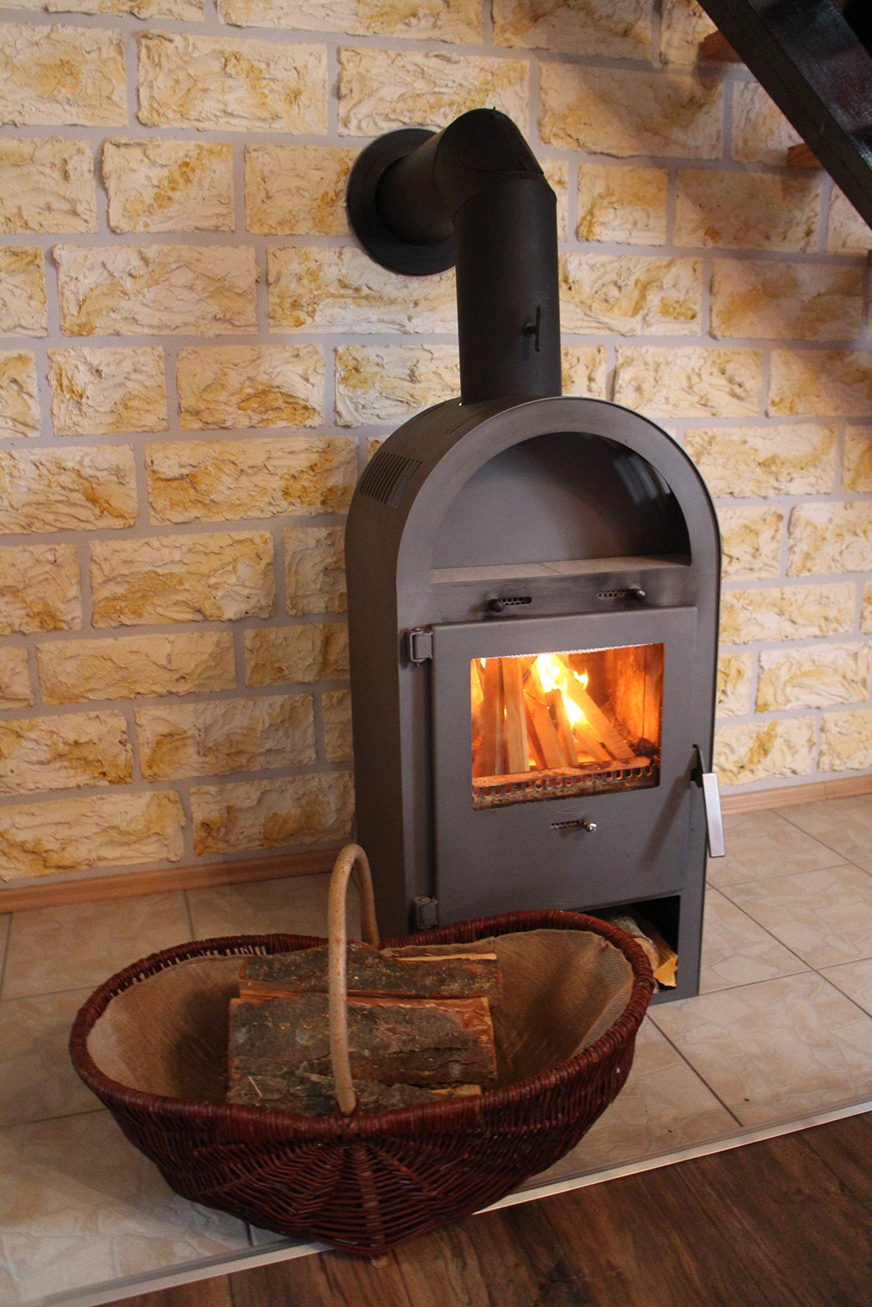 Grande cesto per legna da ardere in vimini con borsa in juta, cestino per legna da ardere, cestino per camino, cestino per legna