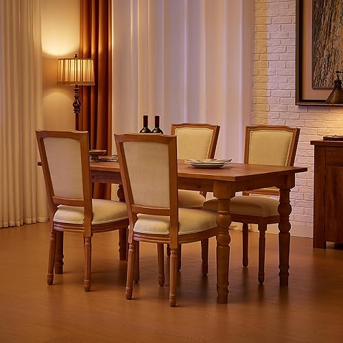 Miniatura 52 de Kiztir Juego de 2 sillas de comedor de ratán, sillas de comedor francesas de mediados de siglo, sillas de comedor de granja con respaldo alto para