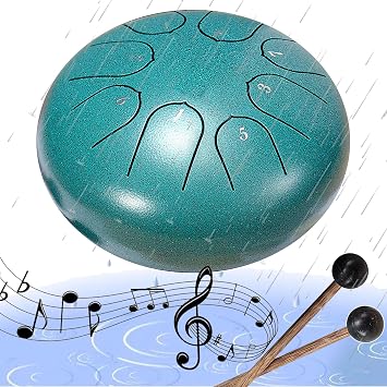TMLDOT Rain Drum for Outside, Steel Tongue Drums Rain Chime, Rain Drum 6 Inches 8 Notes for Garden Instrument, Rain Drums for When It Rains/Bathroom Shower blue