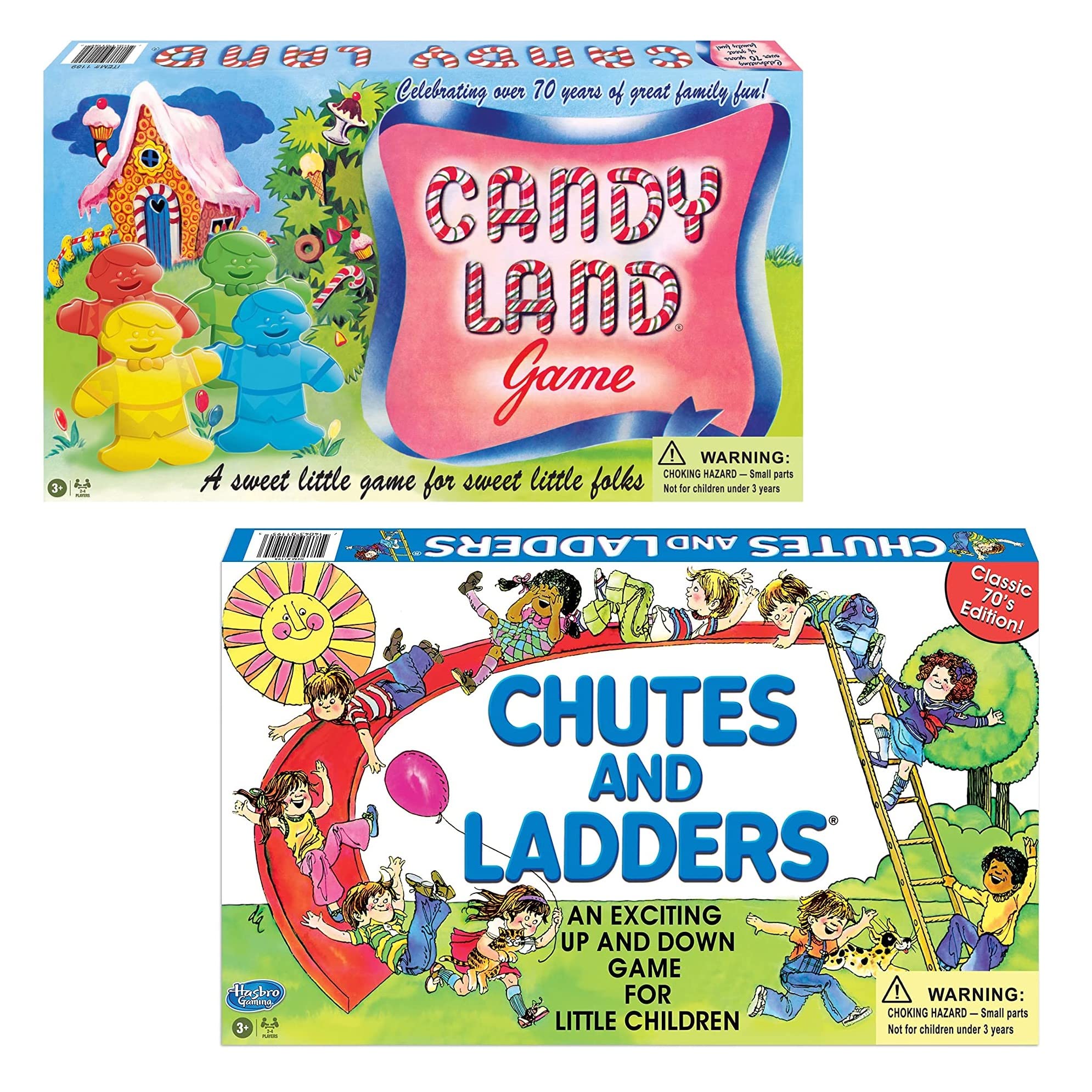 Classic Candy Land and Chutes and Ladders Games- Bundle of 2 Retro Preschool Games