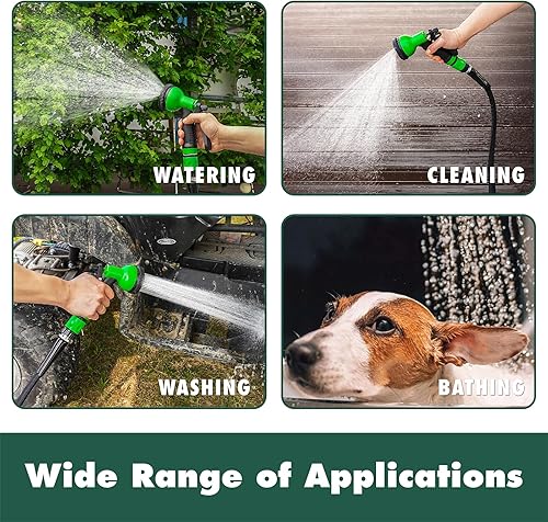 Miniatura 7 de DTRK Manguera de jardín de 58 pulgadas x 100 pies mangueras de agua duraderas con boquilla de manguera de 7 funciones, mangueras de jardín flexibles