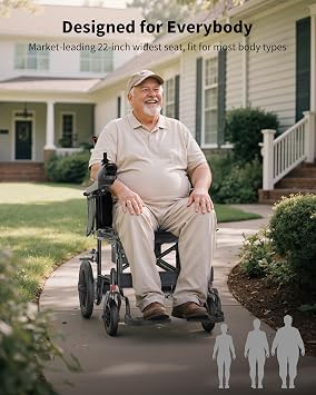 22 Inch Extra Wide Electric Wheelchairs for Adults, Support 350 lb Capacity & 500W Dual Motor All Terrain Power Wheelchair, 15 Miles Range Lightweight Foldable Motorized Wheelchairs for Seniors, Blue