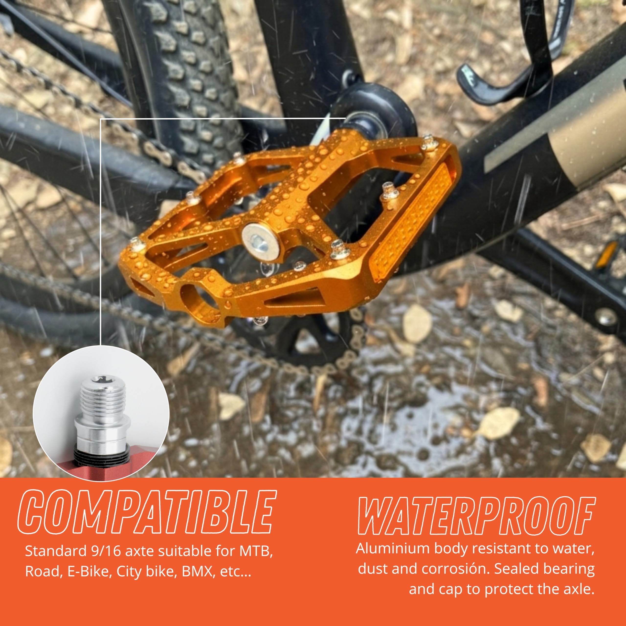 IMPALAPRO Pédales Plates Vélo en Aluminium CNC avec Réflecteurs Ultralégères 298 g – Pedale VTT Plateforme Moyenne 100×95 mm avec 12 Pins INOX Antidérapants