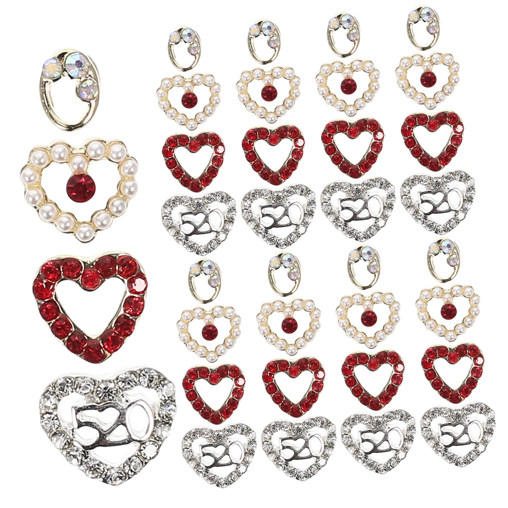 COHEALI 4 Set Decorazioni Per Unghie Cuore Ciondoli Per Unghie San Ciondoli Per Unghie Strass Set 40 Pezzi * 4