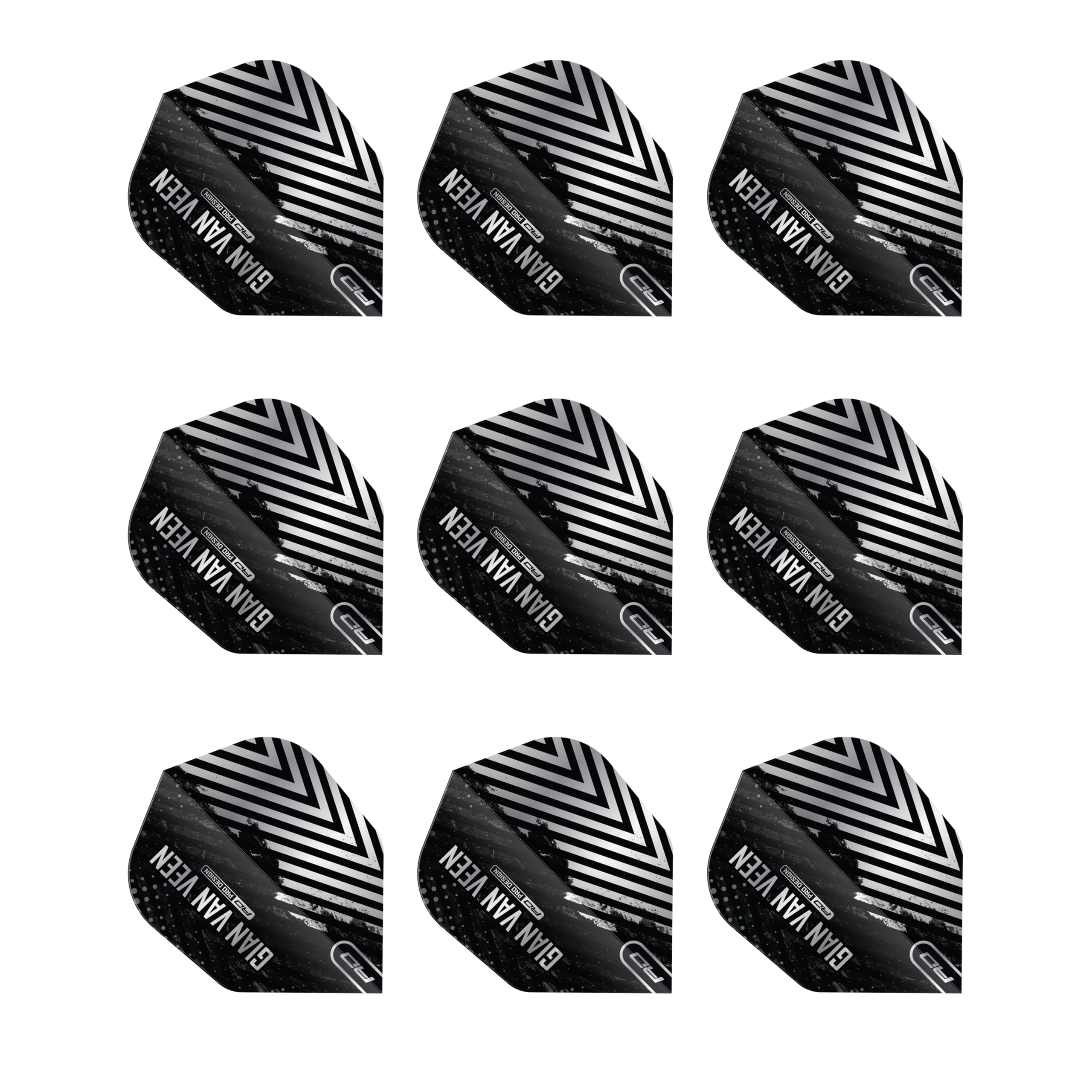 RED DRAGON Professional Player Gian van Veen Hardcore Shape No. 6 Extra Thick - 100 Micron - Dart Flights 3 Sets Per Pack (9 Dart Flights in total)