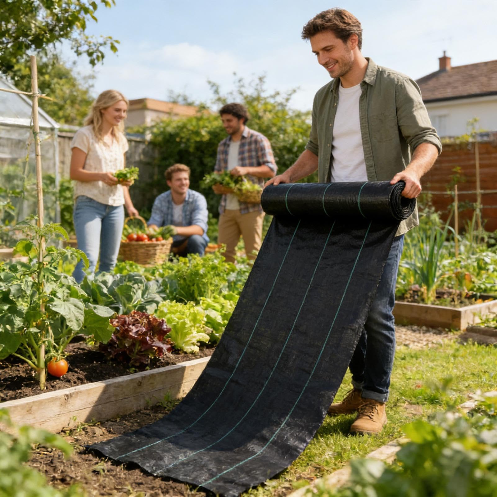 Geotextil Resistente Suministros De Bloqueador De Hierba 0.5x50 m | Tela Para Control De Hierba En Jardín Para Jardineros Vivero Senderos Árboles Arbustos Caminos Invernaderos Huertos