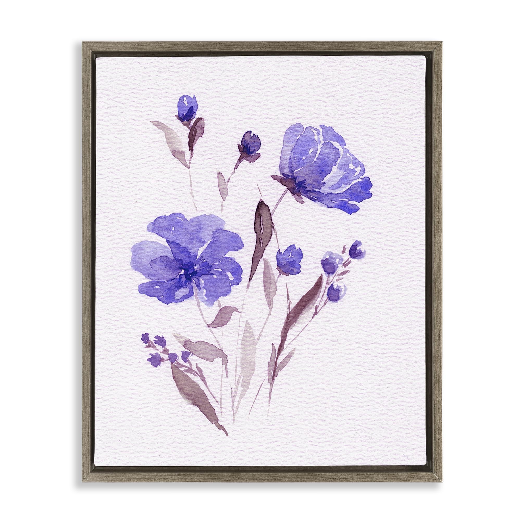 'Watercolor Purple Flowers'| Floating Frame Canvas Art