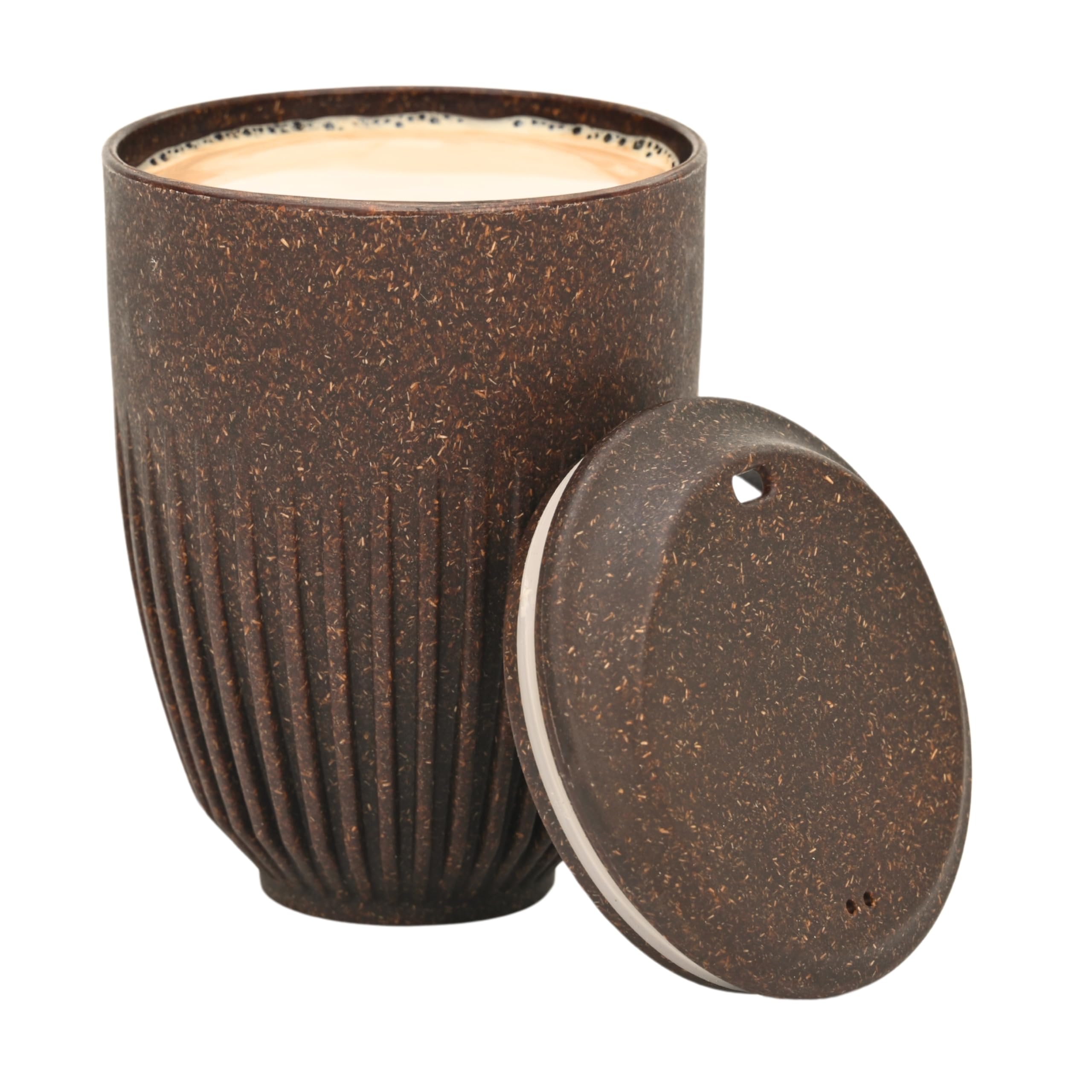 Earth Friendly Retro Coffee Mug with Lid | Tea Cup Set | 350 ml | Made with Rice Husk | Microwave Safe Mugs for Gifting | 1 Unit | Coffee