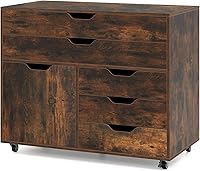 Vista 17 de Archivador, archivador blanco con ruedas universales, soporte para impresora de madera con almacenamiento, archivadores rodantes para oficina