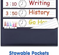 Vista 5 de Tabla de bolsillo para horario diario, 13+1 bolsillos para niños, horario diario para niños, tabla de bolsillo para aula, escuela, oficina u hogar