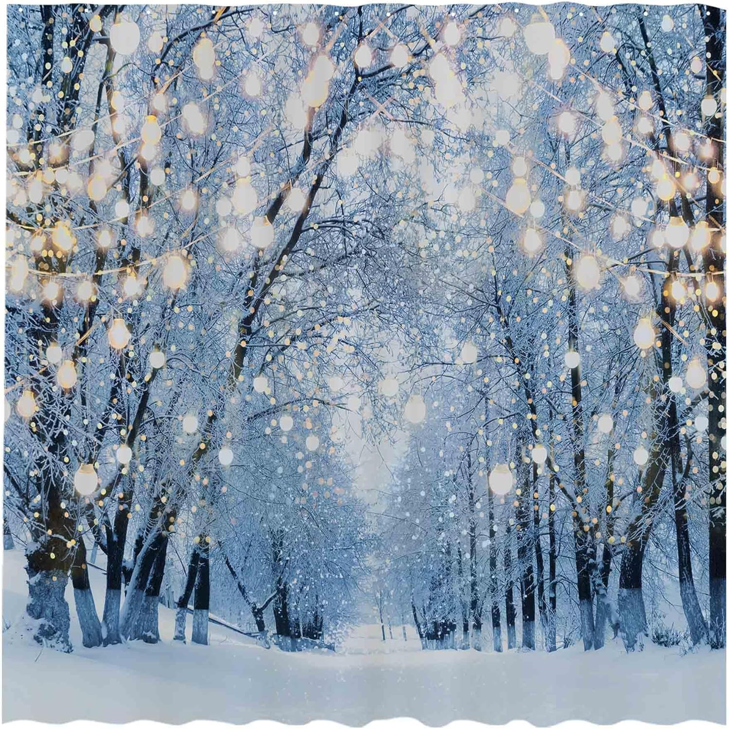 Allenjoy 72" x 72" Winter Scene Shower Curtain Set with