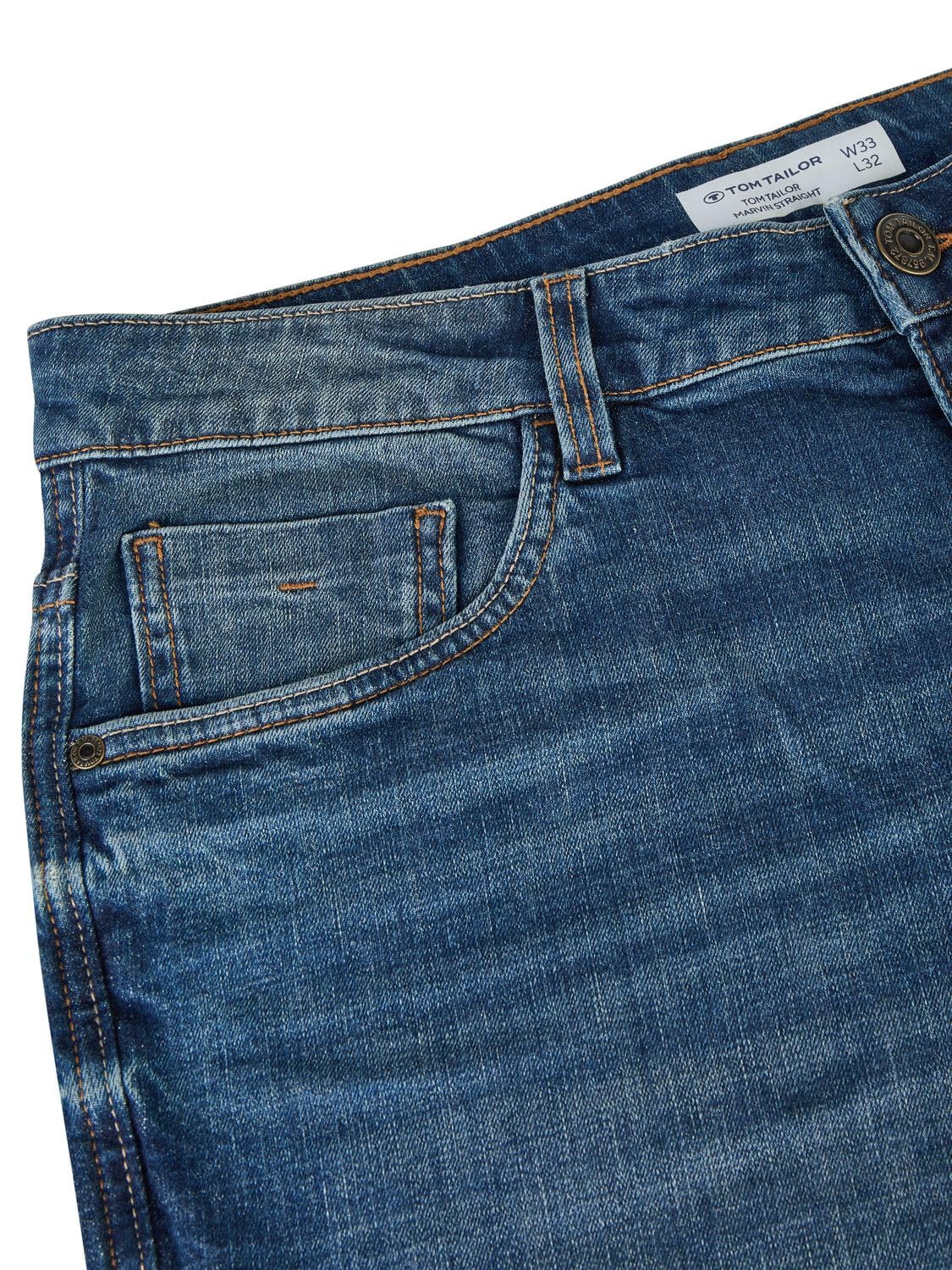 TOM TAILOR Męskie dżinsy Marvin Straight Fit Spodnie Denim Stretch Bawełna Niebieski W30 W31 W32 W33 W34 W36 W38 W40 W42