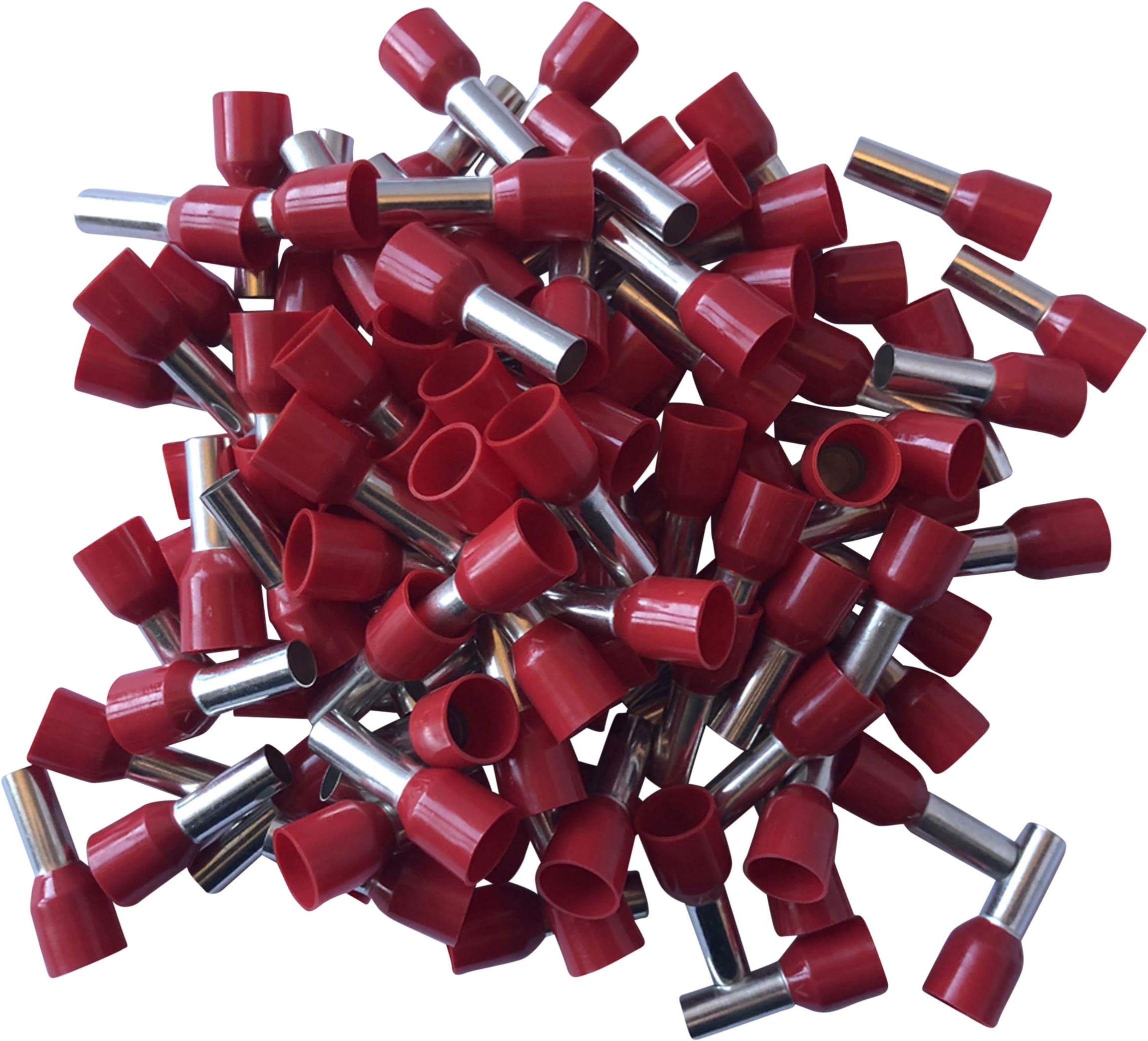GTSE 100 pcs Red Single Entry 35.0mm² Bootlace Ferrule Connector Insulated Cord Pin End Terminals