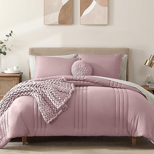 Monbix King Size Comforter Set - 7 Pieces Bed in a Bag King, Zephyr Bedding Sets with Comforter, All Seasons Down Alternative Comforter Bed Set with Sheets, Pillowcases & Shams