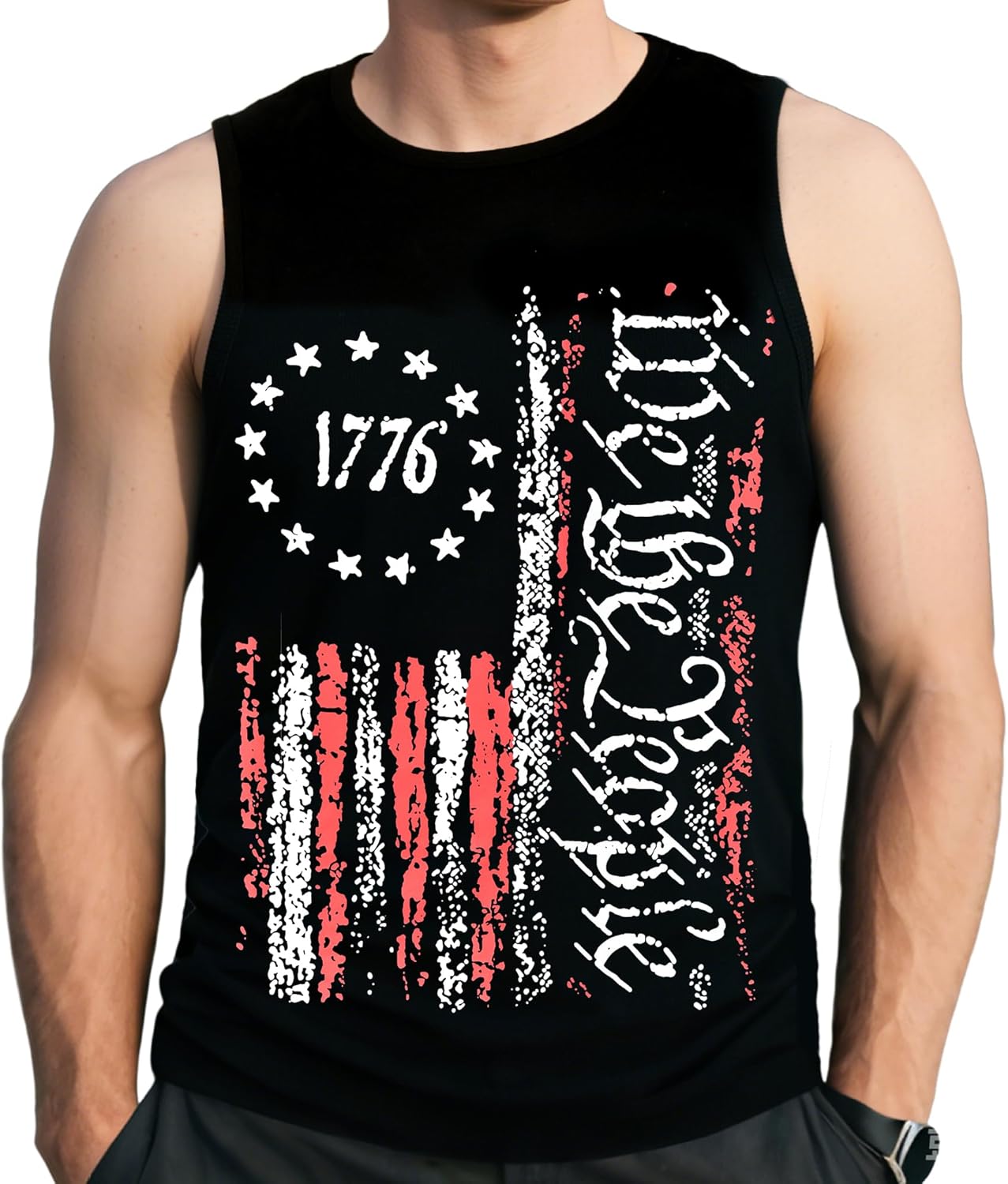 Mens American Flag Tank Tops 4th of July Shirt for Mens USA Flag Clothes 1776 Sleeveless Shirts Patriotic Tee Tops