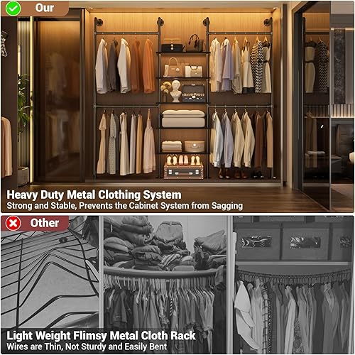 Miniatura 6 de Aheaplus Perchero industrial de tubo, perchero reversible de 6.42 pies para colgar ropa, resistente de 5 niveles para armario, perchero con