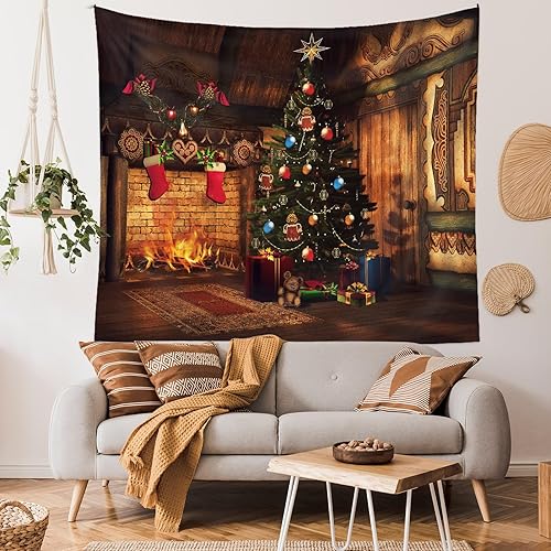 Miniatura 6 de Tapiz navideño para colgar en la pared, divertido tapiz de pared de Navidad, caja de regalo, tapiz de pared, cálido invierno, pesadilla, decoración