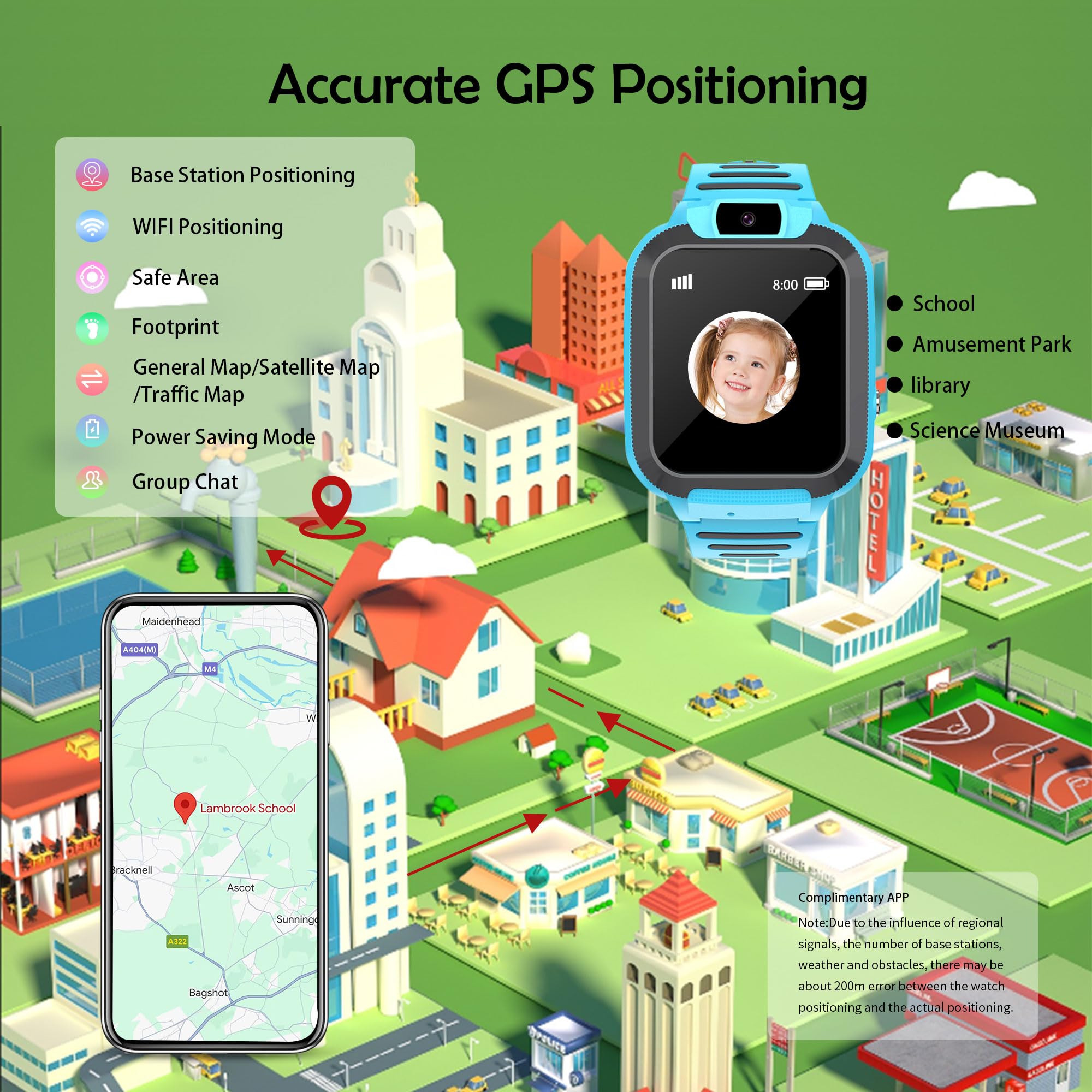 Smartwatch dla Dzieci z GPS Czat Głosowy Telefon Budzik SOS