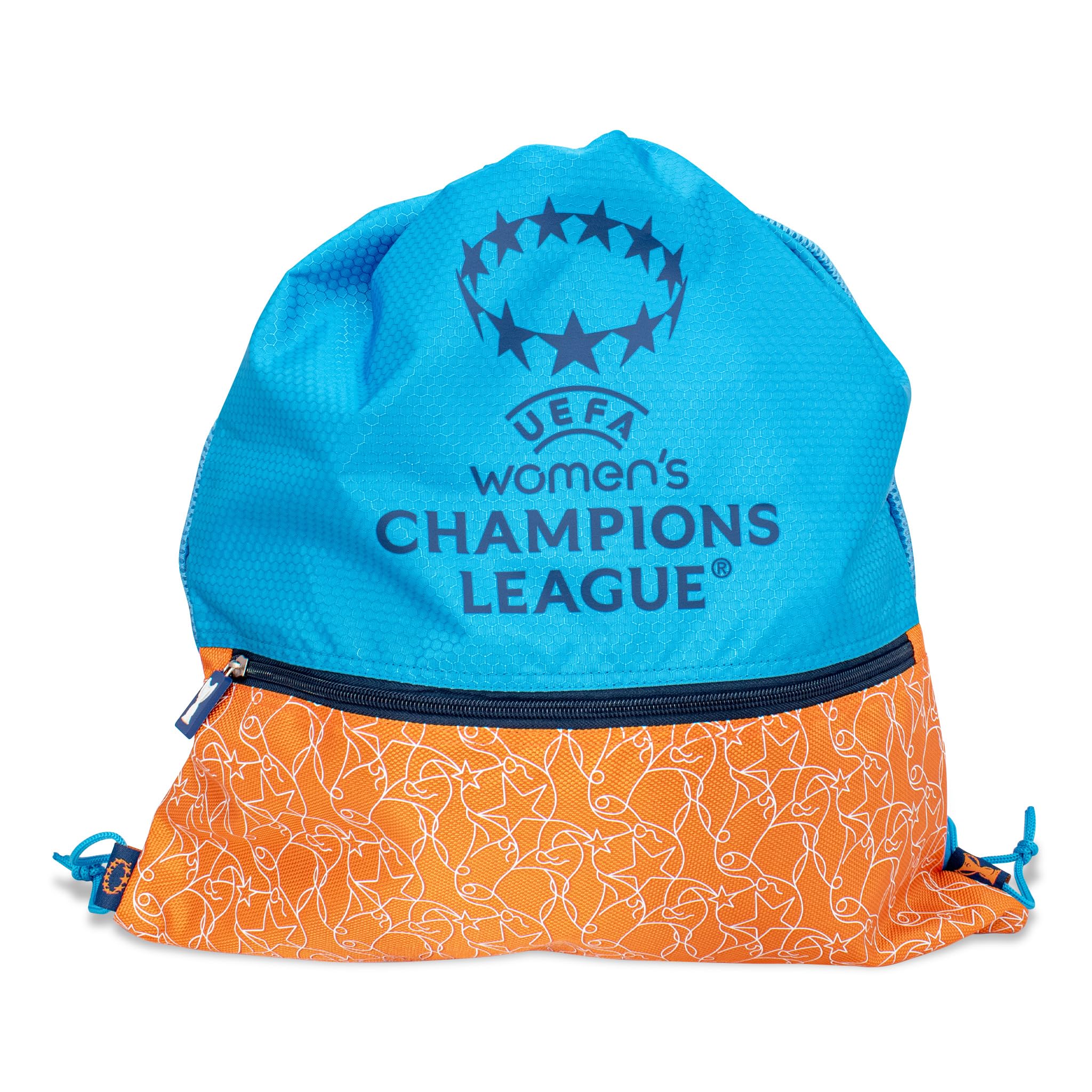 UEFA Women's Champions League Gym Sack Backpack - UWCL Officially Licensed Merchandise, Durable Sports Bag with Zip Pocket, Lightweight Drawstring Gym Bag, Blue