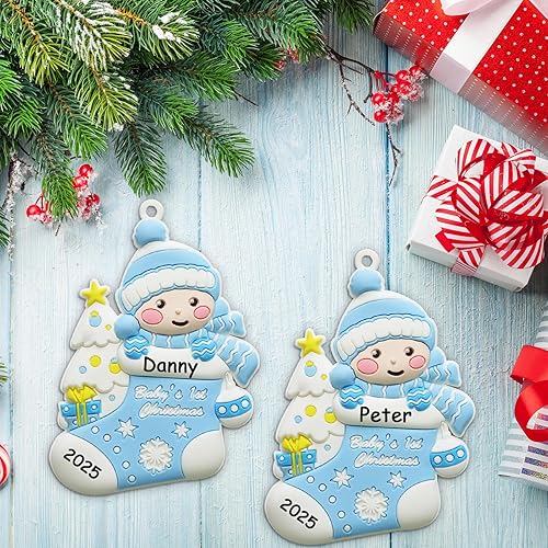 Miniatura 6 de Ornamento de Navidad 2025 del Primer Bebé Niño Personalizado Decoración de Bebé Niño Ornamento del Árbol de Navidad Primer Recuerdo Personalizado