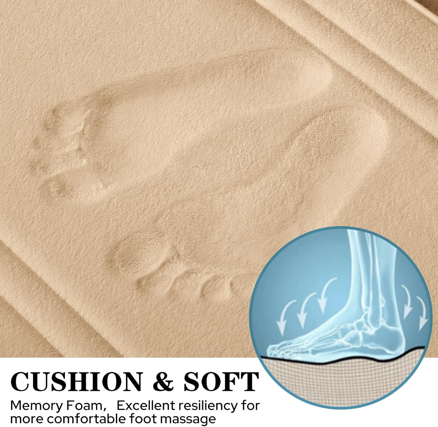 BYSURE Beige Memory Foam Bath Mat, Non Slip Extra Soft Absorbent Machine Washable, Bathroom Rugs Sets 3 Piece for Toilet Shower Sink