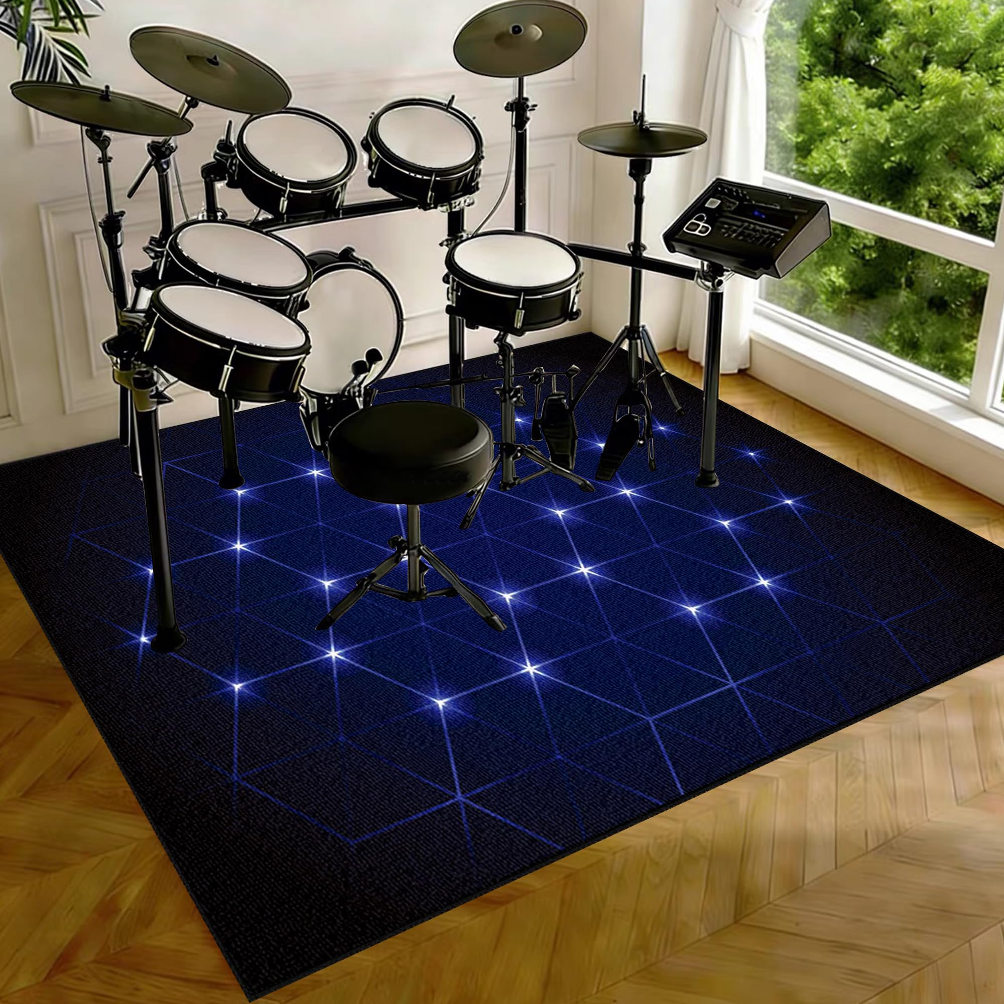 Dywan perkusyjny, antypoślizgowy, dźwiękoszczelny, mata do użytku wewnątrz i na zewnątrz, elektroniczny zestaw perkusyjny jazzowy, do bębna basowego, werbla, izolacja akustyczna, mata wygłuszająca